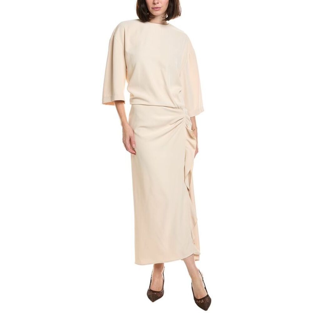 Hl Affair Womens Short Sleeve Midi Dress, White